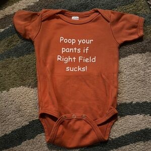 Burnt Orange Kids One Piece UT longhorns Texas baseball 6-12 mo